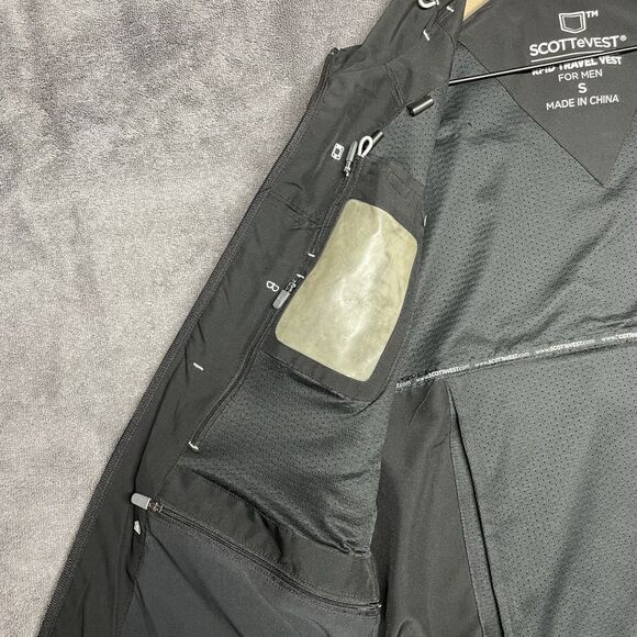 ScotteVest Mens Small Black RFID Travel TEC Vest Jacket Full Zip Pockets - Picture 10 of 15